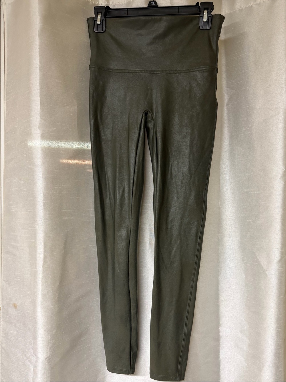 SPANX Faux Leather High-Rise Leggings in Olive